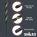 Shars 1/16-1/2" by 32nds 15 pcs HSS Heavy Duty Black & Gold Finish Jobber Drill Set 135° Point Angle 404-2931 !)