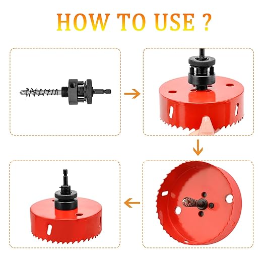 Hole Saw Heavy Duty bit Hex Shank,Hole Saw HSS with Arbor Bi-Metal & Heavy Duty Hole Saw Cutter for Wood Corn Hole Boards Plastic Drywall (φ86)