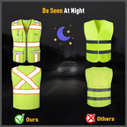 Class 2 Safety Vest with Zipper Front and multiple Pockets, High Visibility Vest, Meets ANSI/ISEA Standards