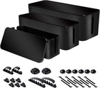 Cable Organizer Box Set of Three, Power Cover Cord Holder Surge Protector for Desk (Black)