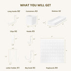 VUSIGN Pegboard Combination Wall Organizer Kit, 4 Pieces Pegboards and 17 Accessories Modular Hanging, Wall Mount Display Peg board Panel Kits for Bedroom, Home, Office, Bathroom, 22" x 22", White