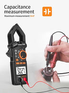 Digital Clamp Meter Multimeter Voltage Tester Auto-ranging, Measures Current Voltage Capacitance Resistance Diodes