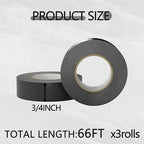 SWRT 0.75 in x 66 FT Black Electrical Tape Waterproof, 3 Pack High Temp Electric Tape Under 600V for All Weather - UV Protection - Flame Retardant
