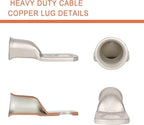 10pcs 2 AWG-3/8(M10) Tinned Copper Ring Terminals Battery Lugs, Heavy Duty Wire Lugs, Battery Cable Connectors