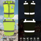 TCCFCCT Safety Vest - Men's 5 Pocket Reflective Vest, Durable High Visibility, ANSI/ISEA Compliant, T5-Yellow, L