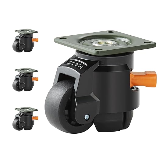 VEVOR Leveling Casters, Set of 4, 2200 lbs Total Load Capacity, 2 inches, Heavy Duty with Upgraded Handle Design, 360 Degree Swivel Caster Wheels, Adjustable Casters with Feet for Workbench, Machine
