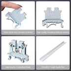 Terminal Block Kit, Rail Combined Terminal Block, Rail Type Voltage Terminal Accessories (Red & Grey)
