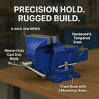 6-Inch Bench Iron Vice Heavy Duty Steel Bench Vise with Swivel Base Professional Germany Iron Design Heavy Duty CastIron Workbench Vise w/Bolts & Nuts, for Drilling, Pipe Cutting