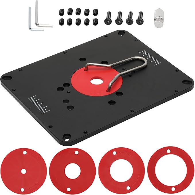Precision Aluminum Router Table Insert Plate Compatible with Various Router Models, Featuring Pre-Drilled Templates, Ideal for Both DIY Enthusiasts and Professional Woodworkers