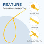 PATIKIL Cable Zip Ties 8 Inch, 100 Pcs Self-Locking Nylon Wire Tie Wraps Heavy Duty Cord Management with 50 lbs Tensile Strength for Indoor and Outdoor, Yellow (0.1"W)