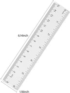 Clear Plastic 6 Inch Straight Ruler, Shatterproof With Inches and Centimeters for School, Classroom, Home, or Office (2pcs)