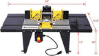 Electric Benchtop Router Table - Universal Benchtop Router Tables Top with Steel Stand, Adjustable Fence, Woodworking Craftsman Tool with Spacious Work Surface, Safety Guard, and Durable Construction