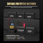 Automotive Battery Load Tester 12V/24V 100-2400 CCA Car Battery Analyzer Charging Cranking System Tester for Heavy Duty Trucks Motorcycle ATV SUV Boat Yacht
