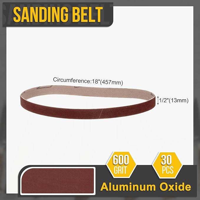 1/2 x 18 Inch Sanding Belt, 12 Pcs 600 Grit Knife Sharpener Belts Work Sharpening for Belt Sander Knife Carving Tool Metal Working