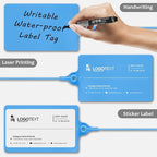 100 Plastic Labels Waterproof Shipping Tags for Labeling with Markers; 5 Colors