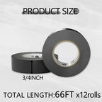 SWRT 12 Pack UL/CSA Listed Black Electrical Tape 7 mils -600V, 0.75 in x 66 FT Electric Tape Flame Retardant, Strong Adhesive, for Home DIY Electrical Repairs Professional Installations