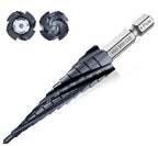 Four Sprial Flute M35 Cobalt Step Drill Bit, 1/8"-1/2" Ultra TiAIN Coated Unibit Step Bit, 1/4" Hex Shank Drill Bit for Metal, Stainless Steel, Aluminum, Copper, Wood, PVC