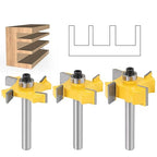 3PCS 1/4 Bearing T Knife Bit of The Four Edges Four Blade Slot Engraving Router planing Head Wood Cutter Woodworking Tools Carving Cutting Tool