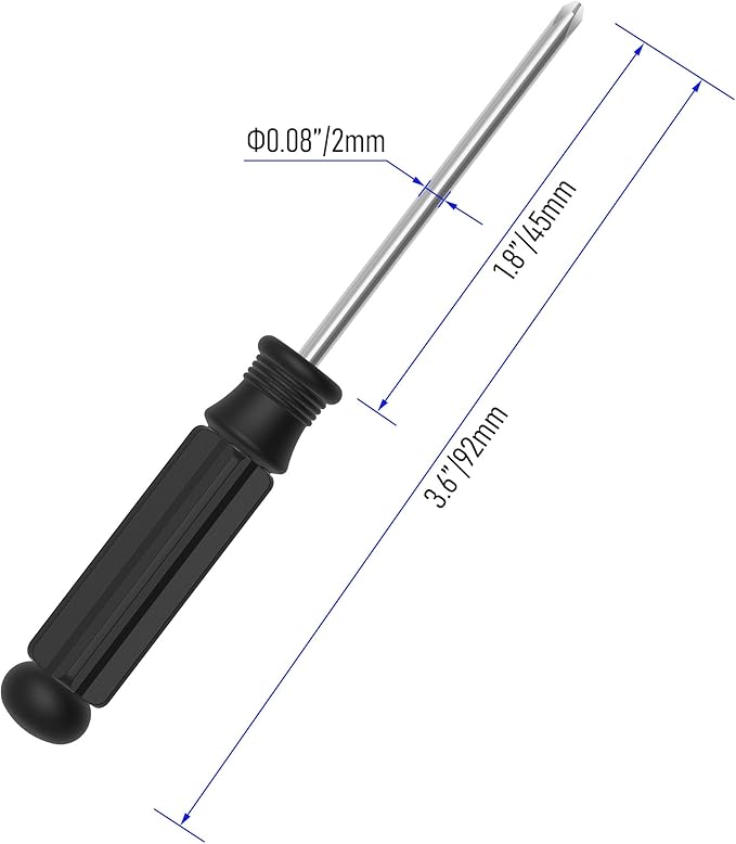 5PCS Mini Phillips Screwdriver, 2mm Cross Head with Black Non-slip Handle for Small Appliances, 3.62"(92mm) Total Length, Non-magnetic