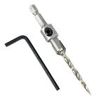 FTG USA #8 (11/64") Tungsten Carbide Tipped 82 Degree Countersink Drill Bit with Tapered Drill Bit, 1/4 Inch Quick Change Hex Shank and Allen Wrench