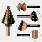XDENDP Step Drill Bit, 5PCS Step Drill Bit for Metal, HSS Titanium High Speed Steel Step Bit, Step Bits for Metal, Total 50 Sizes with Storage Case, for DIY Lovers Drilling Metal Wood Aluminum Plastic