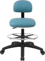 Chair Master FSS Series Square seat Tall (24"-34") seat Height Chair. Vinyl-for Office, Garage, Desk, Shop, Computer, Doctor, Medical, Easy to Clean! 18" Footring (Aqua, Tall, Self Braking Casters)
