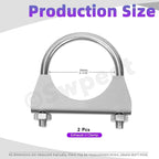 Swpeet 2Pcs 2.1 Inches Exhaust U Clamp Kit, 2-1/10 Inches Stainless Steel Muffler U-Bolt Clamps, Universal Heavy Duty U-Bolt Muffler Clamp Ideal for Tip Pipes Connection