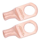 SELTERM 2pcs 8 AWG 3/8" Stud Copper Wire Lugs, Battery Cable Ends, Ring Terminals, 8 Gauge Terminal Connectors, UL Heavy Duty Bare Copper Eyelets