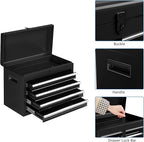 TUFFIOM 5-Drawer Rolling Tool Chest, Tool Storage Cabinet w/Drawers, Lockable Wheels, Detachable Top & Adjustable Shelf, Mechanic Tool Organizer Box for Garage, Workshop, Warehouse & Repair Shop