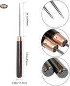 2 Pcs Scratch Awl Tool, with Wooden Handle, Leather Awl Punch Tool,Tailors Awl, for Punching Stitching Sewing, Awl Repair Tool for Leather Craft