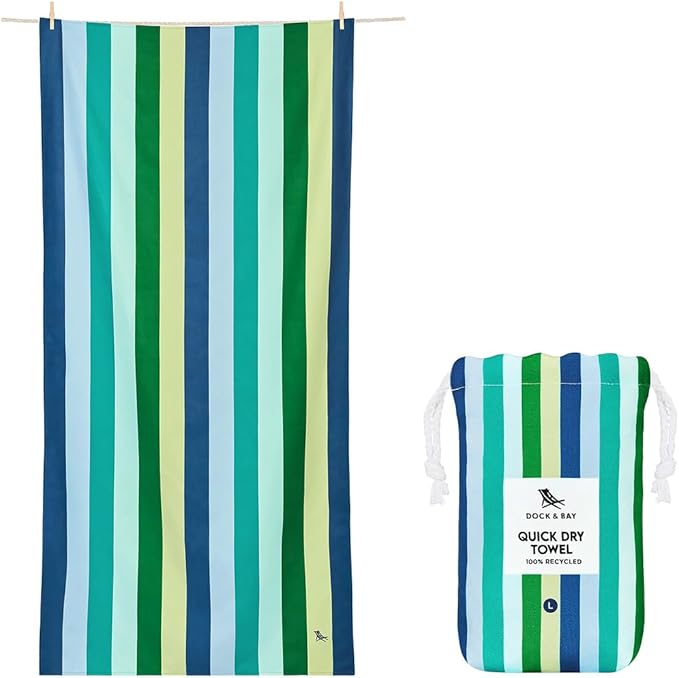 Dock & Bay Beach Towel - Quick Dry, Sand Free - Compact, Lightweight - 100% Recycled - Includes Bag - Rainbow Shores - Set of 6 - Extra Large (200x90cm, 78x35)