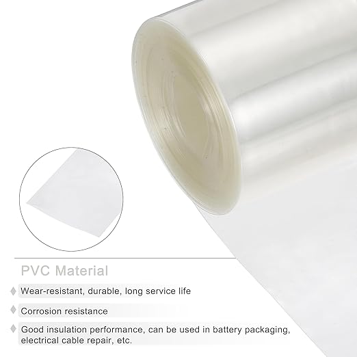 MECCANIXITY Battery Wrap PVC Heat Shrink Tubing 32mm Dia 50mm Flat 20 Feet(6meters) Clear Good Insulation for Battery Pack