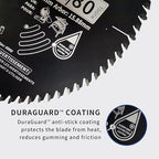 10 Inch 80 Tooth Professional Fine Finish ATB Saw Blade with 5/8 Inch Arbor & DuraGuard Anti-Stick Coating for Miter Saws and Table Saws