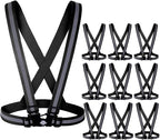 Dazonity High Visibility Safety Vest,10 Packs, Black,Lightweight,Adjustable & Elastic Vest,Hi Vis Reflective Strips, Fit for Men & Women, Construction,Cycling, Runnning, Surveyor