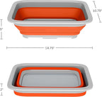 Collapsible Ice Bucket - 10-Liter Portable Outdoor Multi-Use Basin, Dish Tub, and Storage Basket for Camping and Tailgating by Wakeman (Orange)