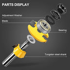 1/2-Inch Shank 2 Set Bevel Shaker Rail and Stile Router Bits, Rail and Stile Router Bit Set for Cabinet Door Rail, Stile and More (3/8-Inch Cutting Depth, 7/8-Inch High)