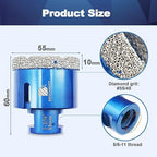 55mm Diamond Core Drill Bit for Porcelain Tile Ceramic Marble Granite Drilling,BRSCHNITT 1pc Vacuum Brazed Diamond Hole Saw with 5/8-11 Thread (55mm)