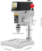 3-Speed Benchtop Drill Press Table, Electric Bench Drilling Machine, Mini Drill Press Stand, Tabletop Drilling Machine 110V, 340W Copper Motor Variable Speed, 0-16000 RPM