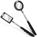 Tatuo 2 Pieces LED Mirror Inspection Telescoping Round Square Mirror Inspection Tool for Check The Condition of Vehicle, Observe The Eyelashes, Mouth and Other Small Parts