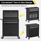 On Shine 8 Drawer Rolling Tool Chest, Large Capacity Rolling Tool Box with Wheels, Locking Mechanical Tool Chest, Portable Tool Box with Sliding Drawers,Metal Tool Box for Garage Workshop (Black)