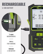 Dual Laser Measurement Tool, 525Ft/160M Bilateral Laser Distance Meter, Rechargeable Laser Measure with Ft/in/M Multiple Units, Angle Sensor, Pythagorean Mode, Area and Volume