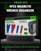 SWANLAKE 4-Pack Magnetic Wrench Organizer Toolbox Holder, 2PCS 15-Slot and 2PCS 12-Slot Wrench Organizers, SAE & Metric Ratchet Holders for Tool Box