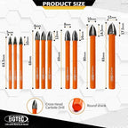 Carbide Tip Drill Bit-BGTEC Wood Drill Bits, 10pcs Round Shank 3/16"*3+1/4"*3+5/16"*2+3/8"+1/2" Cross Hard Alloy Drill Bits for Wood Plastic Masonry Brick