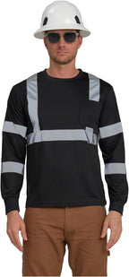 AYKRM Safety T Shirt Reflective High Visibility hi vis Long Sleeve T Shirt (XS-6XL)
