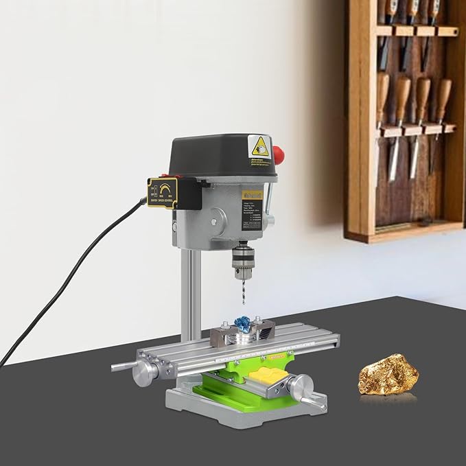 Mini Bench Drill Press Stand, Portable Bench Drilling Machine, 0.98 Inch DepthTable Driller Chuck, Used for Drilling Iron, Wood and Plastic, 110V 340W