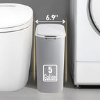 5 Gallon Motion Senor Bathroom Trash Can with Lid, Automatic Garbage Can Touchless, Smart Plastic Waste Basket for Narrow Spaces, Bathroom, Office, Bedroom, Living Room (Gray)