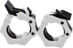 Barbell Clamps 2 inch, Heavy Duty Exercise Collars 2" Quick Release Pair of Locking Pro Olympic Weight Bar Plate Locks Collar Clips Weightlifting Fitness Training - White w/Black