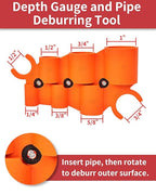 12 Pcs 1/4-1 Inch Depth Gauge and Pipe Deburring Tool, Removal Tools Set for Sharkbite Fittings, Deburring Tool with 5 High Speed Steel Blades,Plumbing Tools Kit for PEX Copper PVC CPVC Pipes