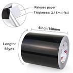 BOMEI PACK Black Aluminum Tape,Black Foil Tape HVAC Sealing & Patching Hot Cold Air Duct Tape Aluminum Foil Tape for Pipe, Metal Repair, HVAC, Air Ducts, Insulation (6 Inch)
