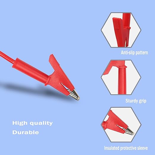 Alligator Clip Leads with Wires,Electrical Test Leads,Heavy Duty 12 Gauge Jumper Wires with Alligator Clips for Electrical Testing.(12AWG 3.28Ft 2PCS.)